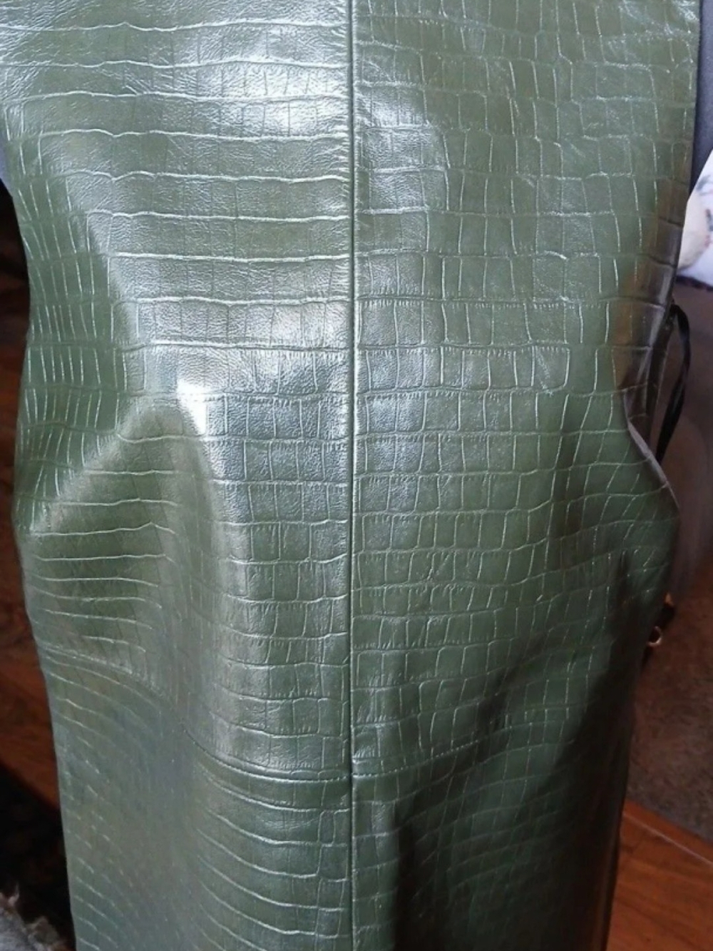 ABC Leathers for J.Crew, Green Croc-Embossed Genuine Leather Dress